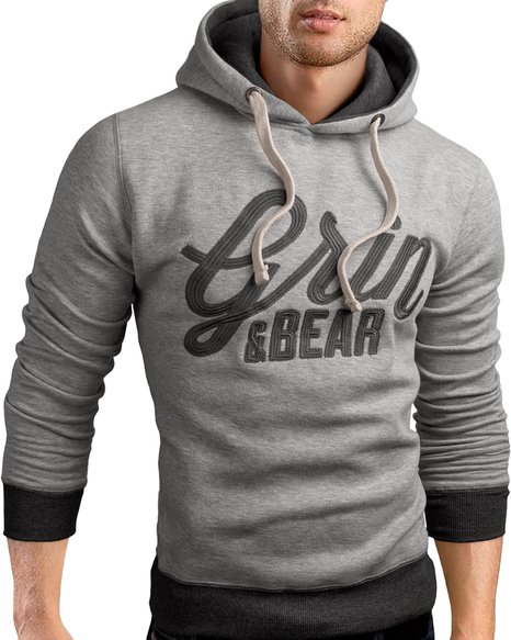 Grin&Bear Slim Fit Hoodie Jacket heavy duty embroidery Sweatshirt