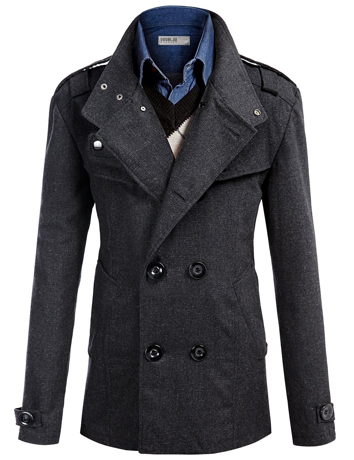 Double Breasted Half Trench Coat - Mens Urban Clothing