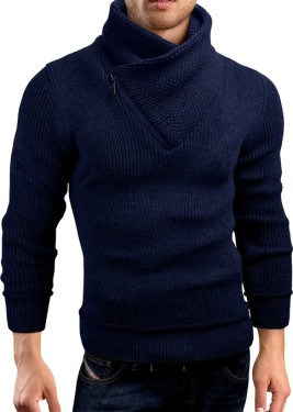 Grin&Bear Slim Fit half zip high collar knit jacket hoodie