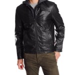 Levis Mens Faux-Leather Jacket with Hood