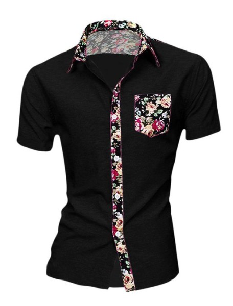 Men Floral Shirt Allegra K Short Sleeve